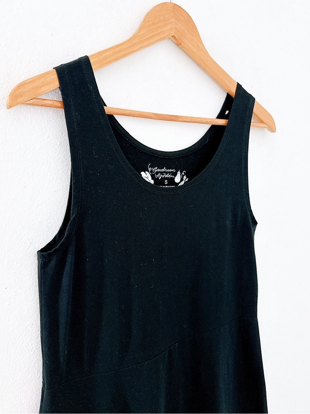 Gudrun Sjoden Dress Black Sleeveless A-Line Organic Cotton Stretch Tank Jersey - Picture 3 of 13
